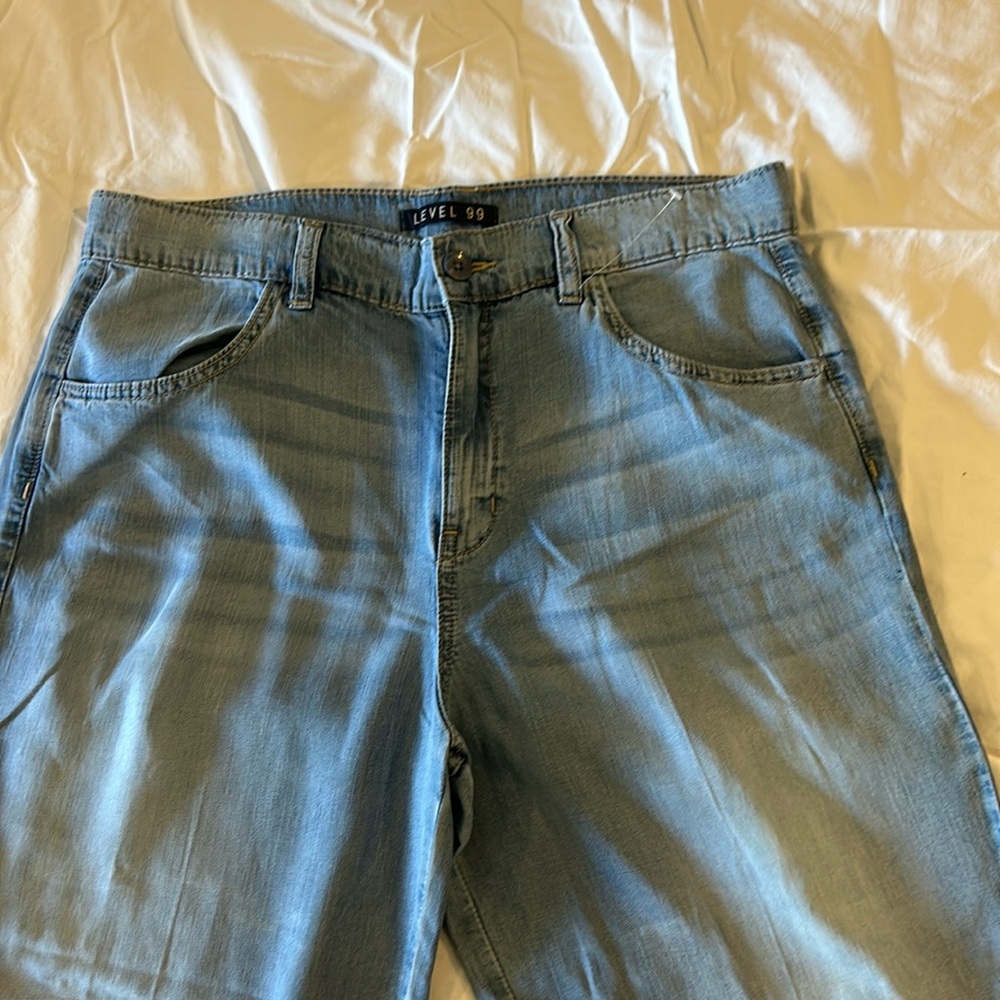 Level 99, light weight cropped, wide leg jean